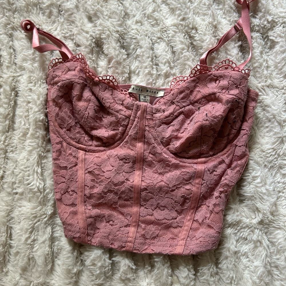 Haute Monde Blush Lace Top